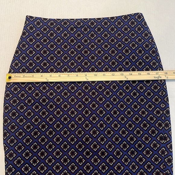 Express Blue with Red/White Geometric Print Lined Pencil Skirt Size 8 - Picture 4 of 13